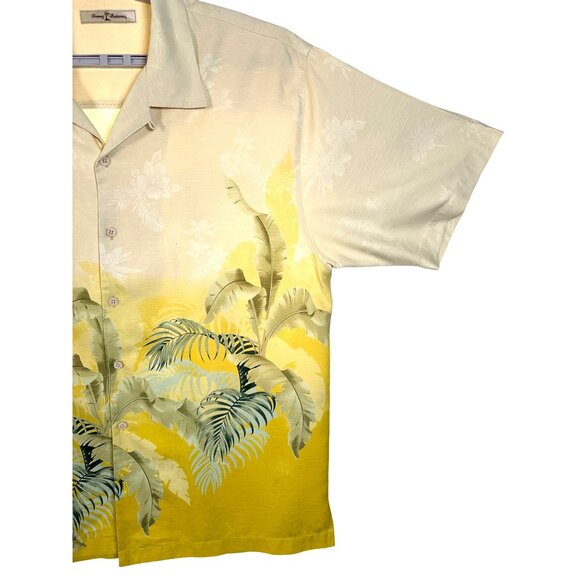 Tommy Bahama Mens Shirt Size XL 100% Silk Tropical Floral Textured Yellow Stitch - Picture 3 of 10